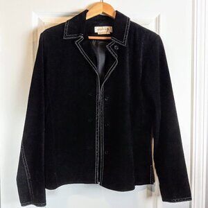 Margaret Godfrey Black Contrast Stitch Suede Jacket